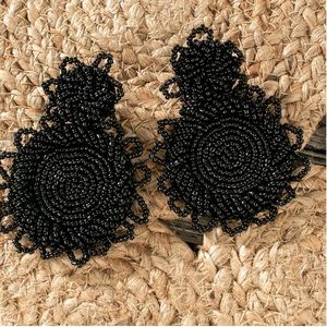 Black Beaded Earrings